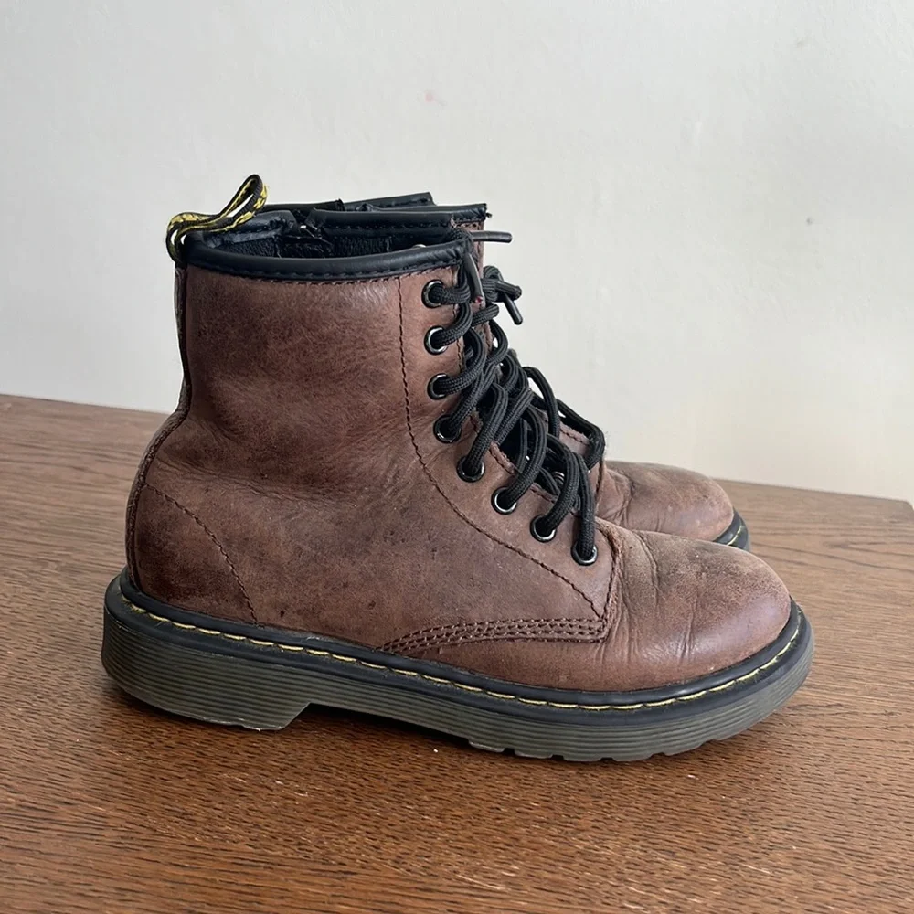 Dr. Martens Delaney Brown Leather Ankle Boots Brown With Zippers
